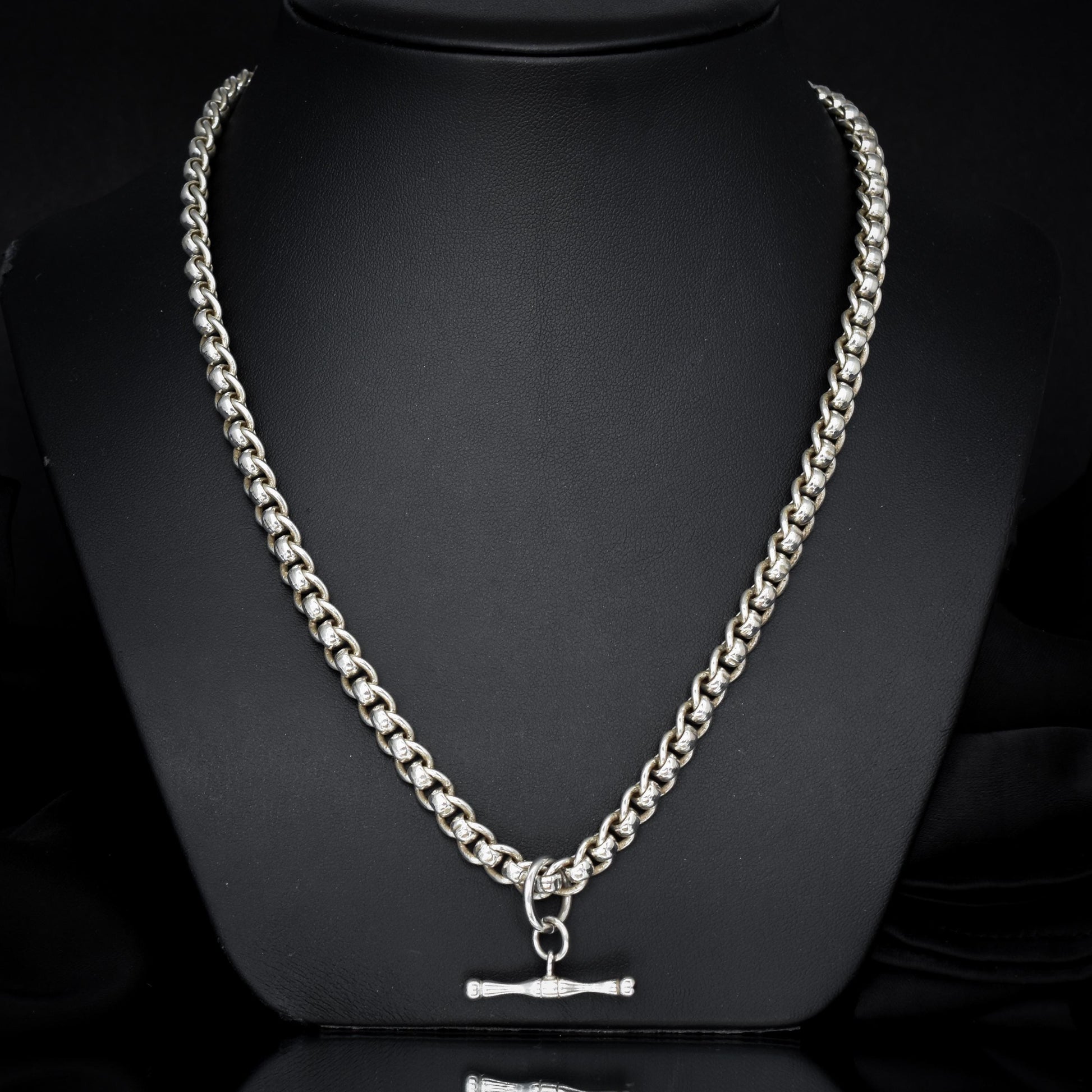 Vintage Sterling Silver Rollerball Albert Watch Chain Necklace | 19"