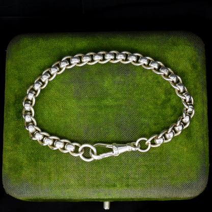 Vintage Sterling Silver Rollerball Bracelet with Dog Clip | 7.5"
