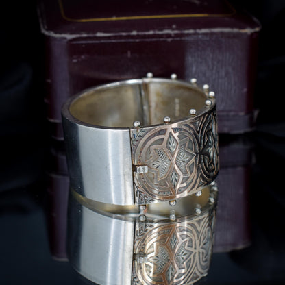 Antique Victorian Gold and Silver Aesthetic Bangle Bracelet | Birmingham 1882