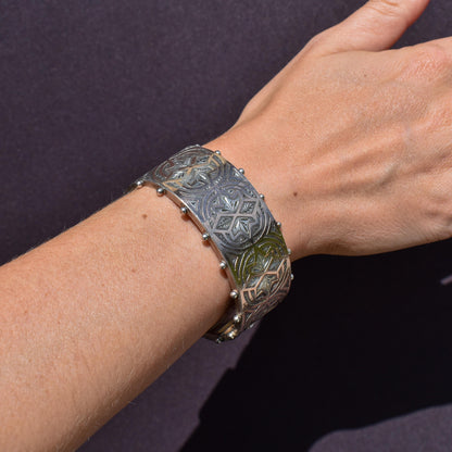 Antique Victorian Gold and Silver Aesthetic Bangle Bracelet | Birmingham 1882