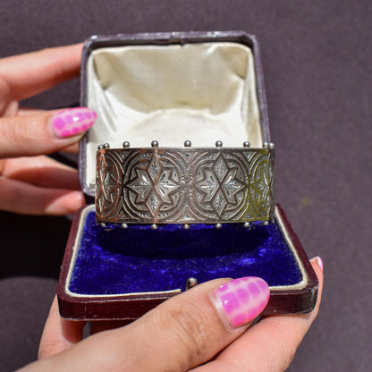 Antique Victorian Gold and Silver Aesthetic Bangle Bracelet | Birmingham 1882