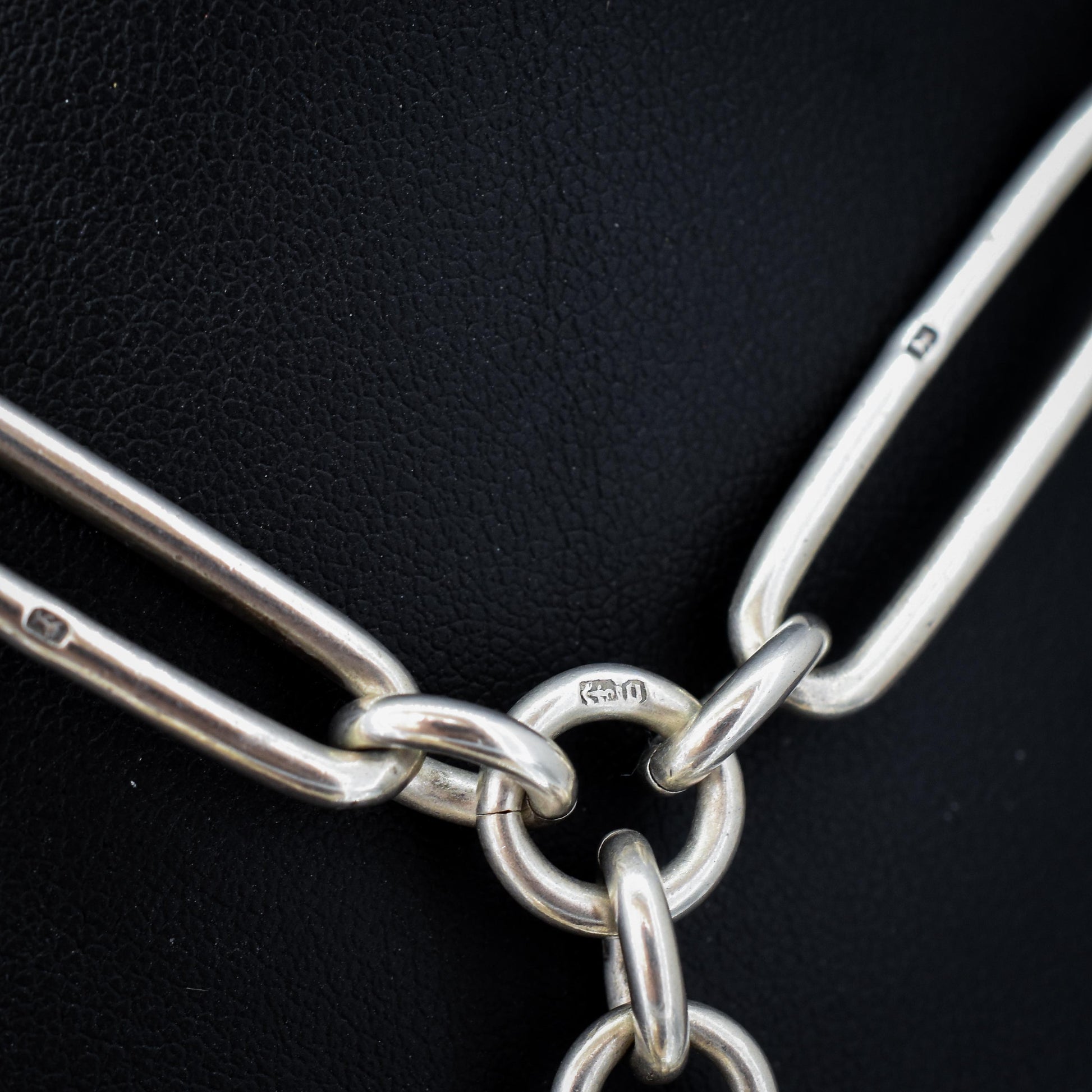 Antique Victorian '1888' Sterling Silver Trombone Love Knot Watch Chain Necklace | 14.25"