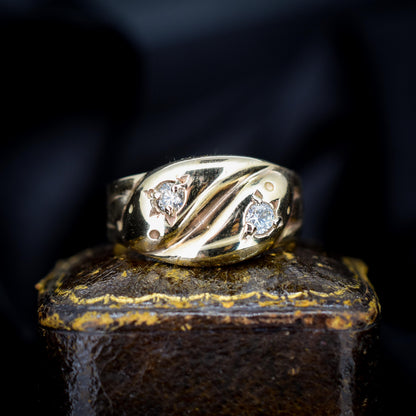 Vintage Diamond Double Snake Serpent 9ct Gold Ring - Chester 1936