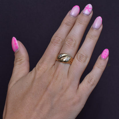 Vintage Diamond Double Snake Serpent 9ct Gold Ring - Chester 1936