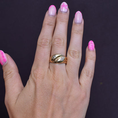 Vintage Diamond Double Snake Serpent 9ct Gold Ring - Chester 1936