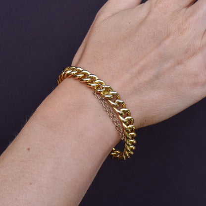 Antique 18ct Yellow Gold Concealed Clasp Curb Bracelet | 7"