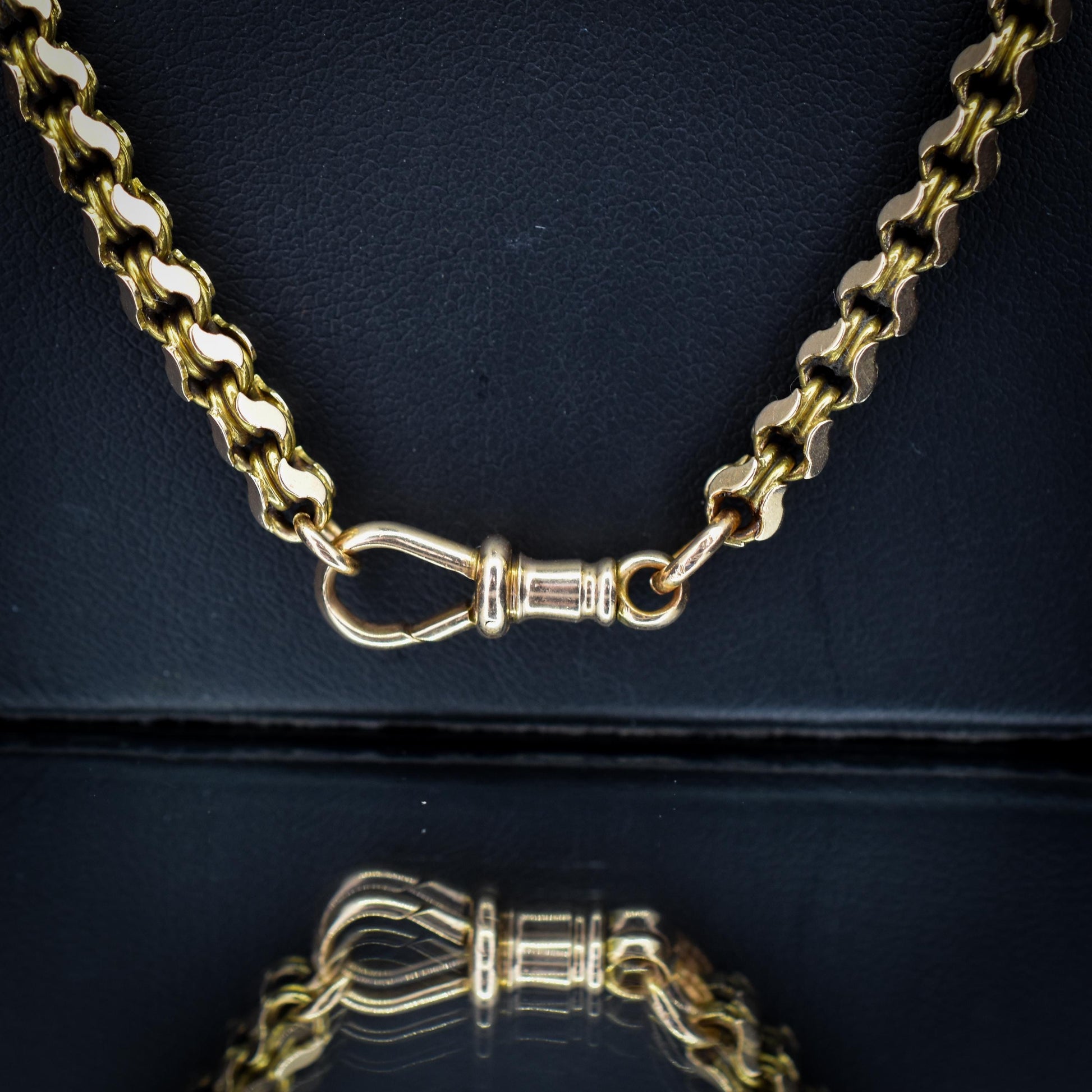 Antique Victorian 23.5" 15ct Gold Fancy Link Chain Necklace with Dog Clip - 30.1g