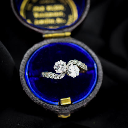 Antique Diamond 'Toi Et Moi' Two Stone Twist 18ct Gold and Platinum Ring