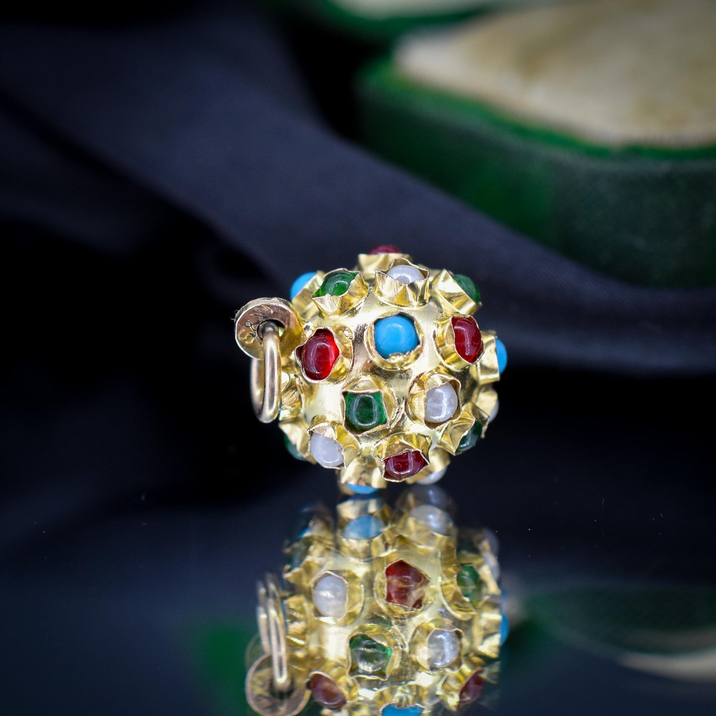 Vintage 9ct Gold Multi Gem Sputnik Charm Pendant