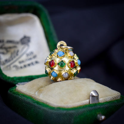 Vintage 9ct Gold Multi Gem Sputnik Charm Pendant