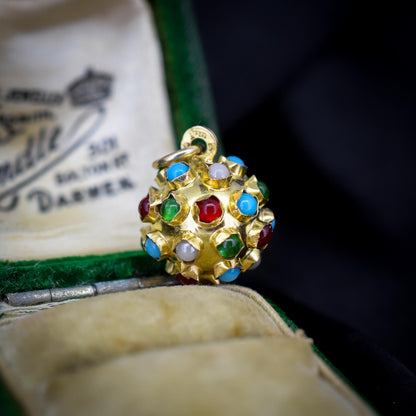 Vintage 9ct Gold Multi Gem Sputnik Charm Pendant