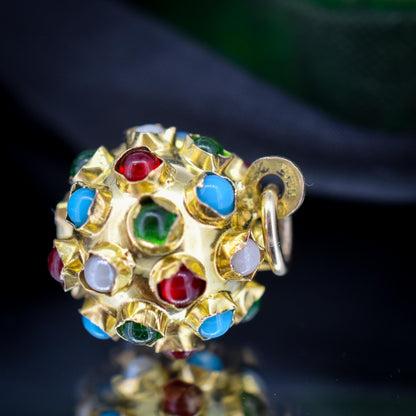 Vintage 9ct Gold Multi Gem Sputnik Charm Pendant