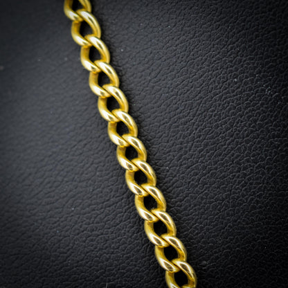 Antique 18ct Yellow Gold Curb Link Bolt Ring Chain Necklace | 18.25"