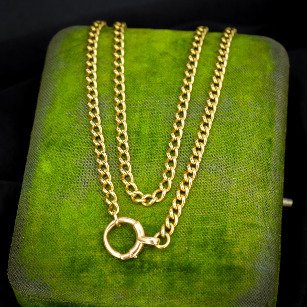 Antique 18ct Yellow Gold Curb Link Bolt Ring Chain Necklace | 18.25"