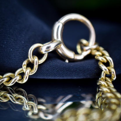 Antique 18ct Yellow Gold Curb Link Bolt Ring Chain Necklace | 18.25"