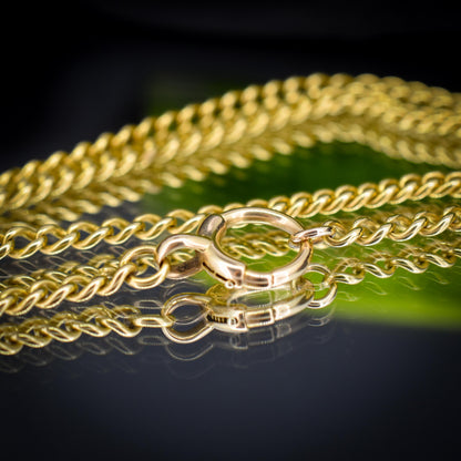 Antique 18ct Yellow Gold Curb Link Bolt Ring Chain Necklace | 18.25"
