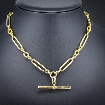 Antique 18ct Yellow Gold Trombone Watch Chain Necklace | 14.75"