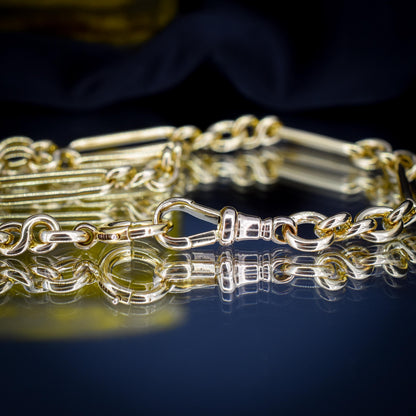 Antique 18ct Yellow Gold Trombone Watch Chain Necklace | 14.75"