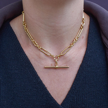 Antique 18ct Yellow Gold Trombone Watch Chain Necklace | 14.75"