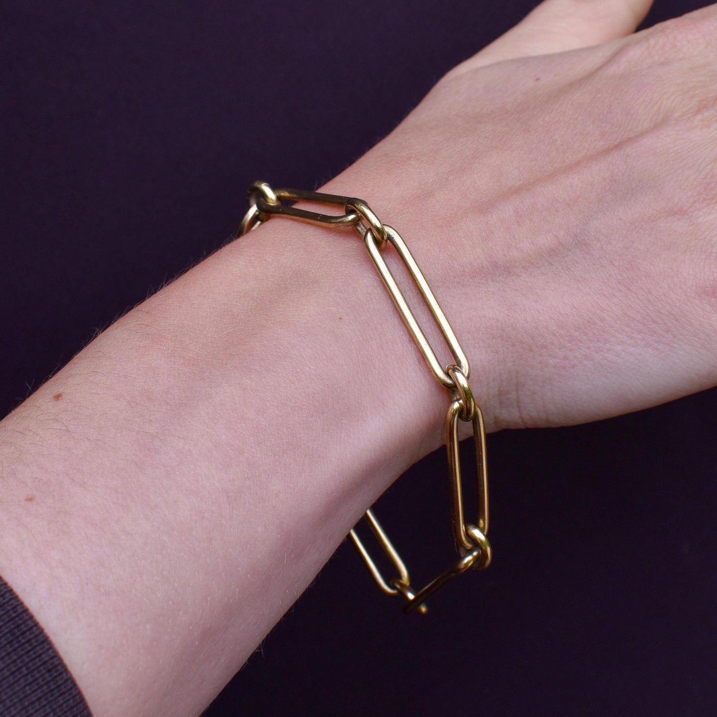 Vintage '1996' Gold on Silver Trombone Link Bracelet | 8.5"