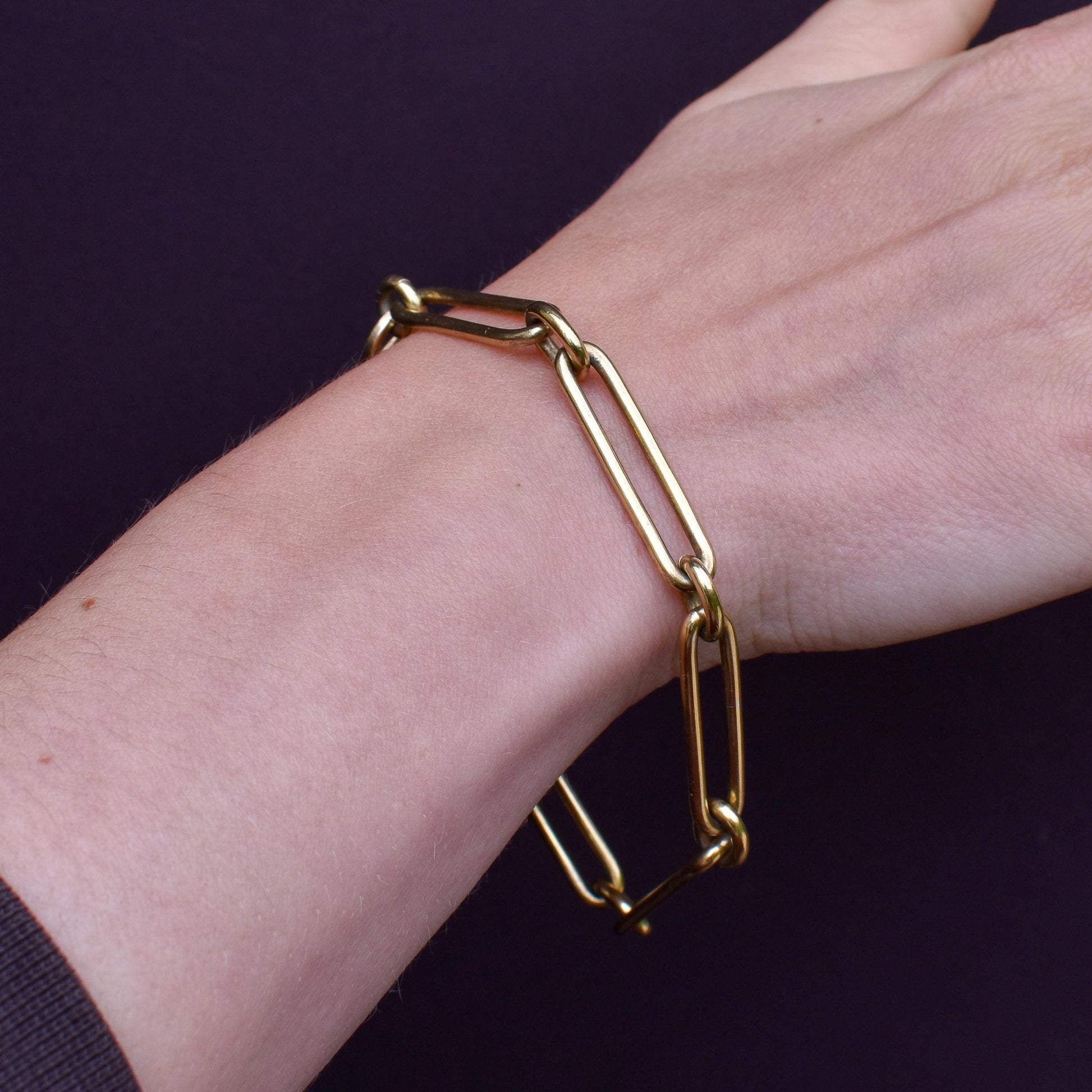 Vintage '1996' Gold on Silver Trombone Link Bracelet | 8.5"