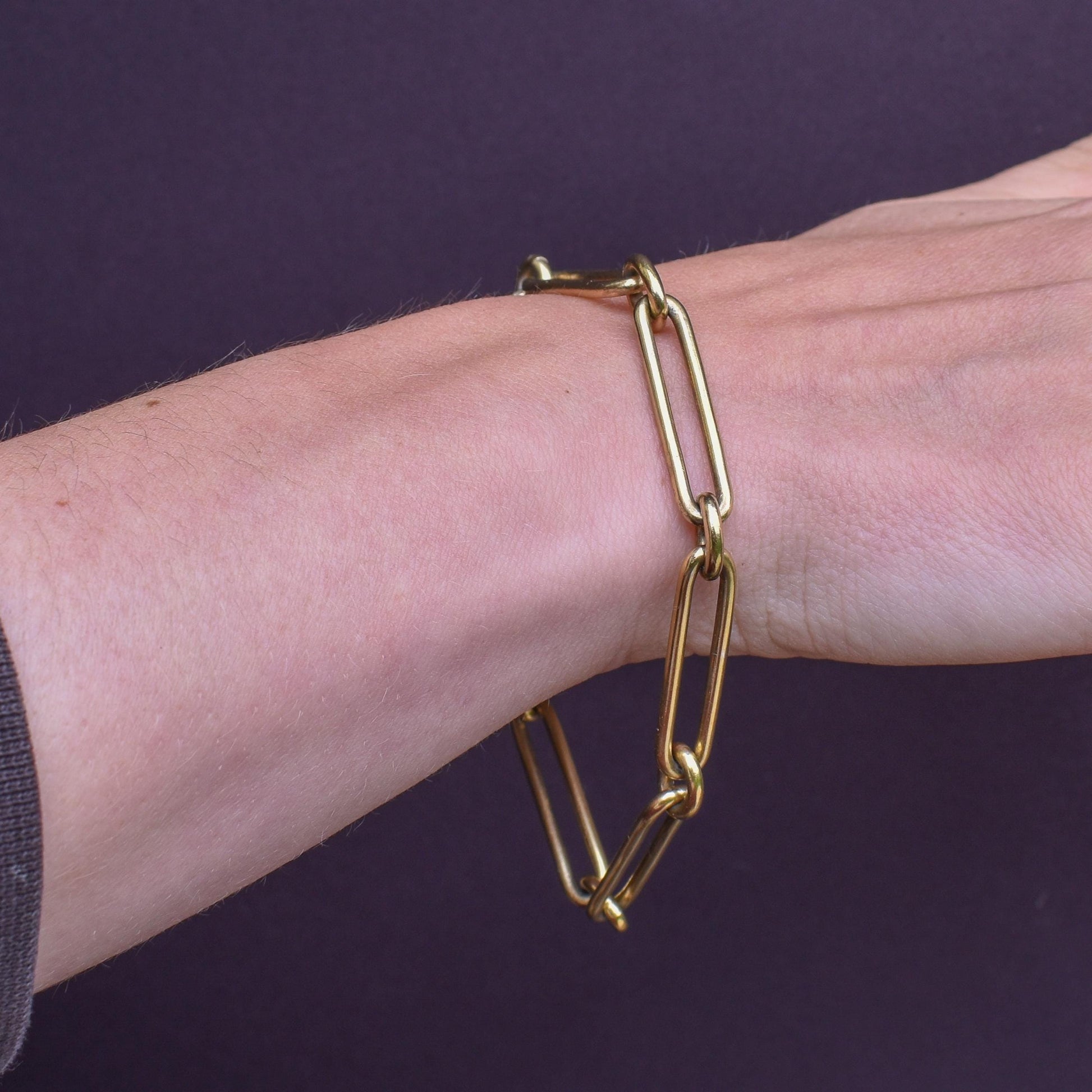 Vintage '1996' Gold on Silver Trombone Link Bracelet | 8.5"