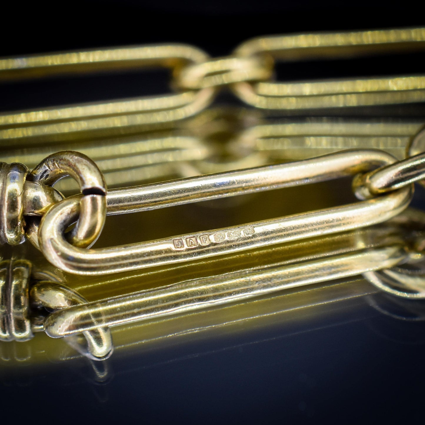 Vintage '1996' Gold on Silver Trombone Link Bracelet | 8.5"