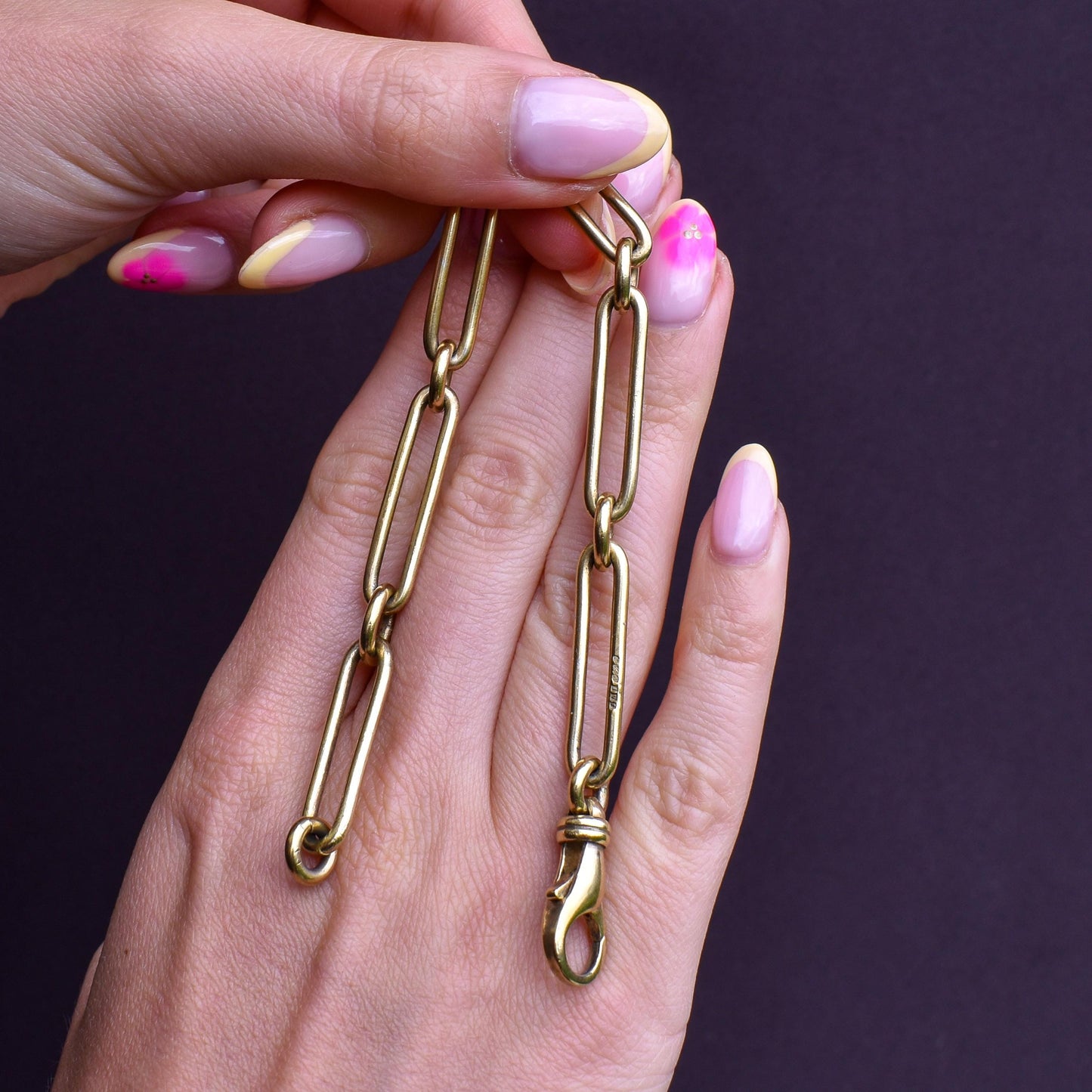 Vintage '1996' Gold on Silver Trombone Link Bracelet | 8.5"