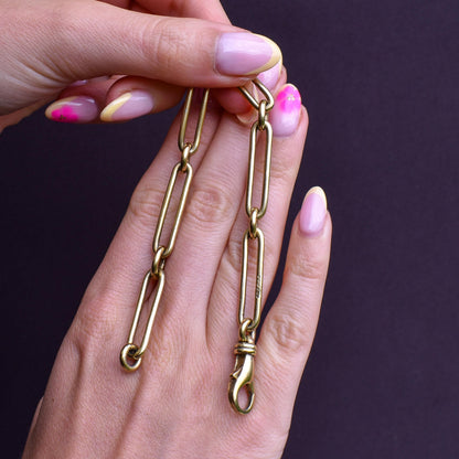 Vintage '1996' Gold on Silver Trombone Link Bracelet | 8.5"
