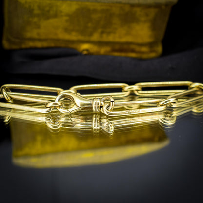 Vintage '1996' Gold on Silver Trombone Link Bracelet | 8.5"