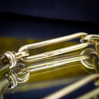 Vintage '1996' Gold on Silver Trombone Link Bracelet | 8.5"