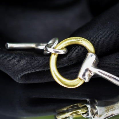Vintage Multi Tone Sterling Silver Horsebit Snaffle Bracelet | 8.25"