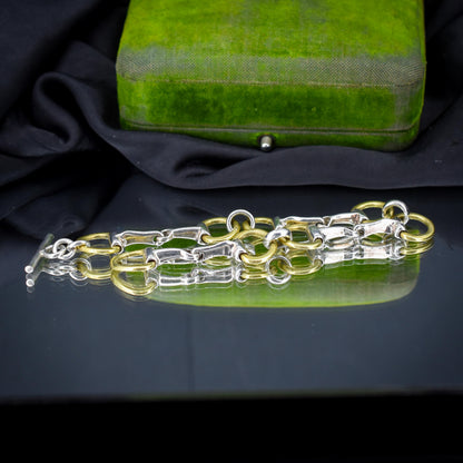 Vintage Multi Tone Sterling Silver Horsebit Snaffle Bracelet | 8.25"