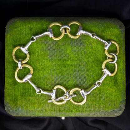 Vintage Multi Tone Sterling Silver Horsebit Snaffle Bracelet | 8.25"