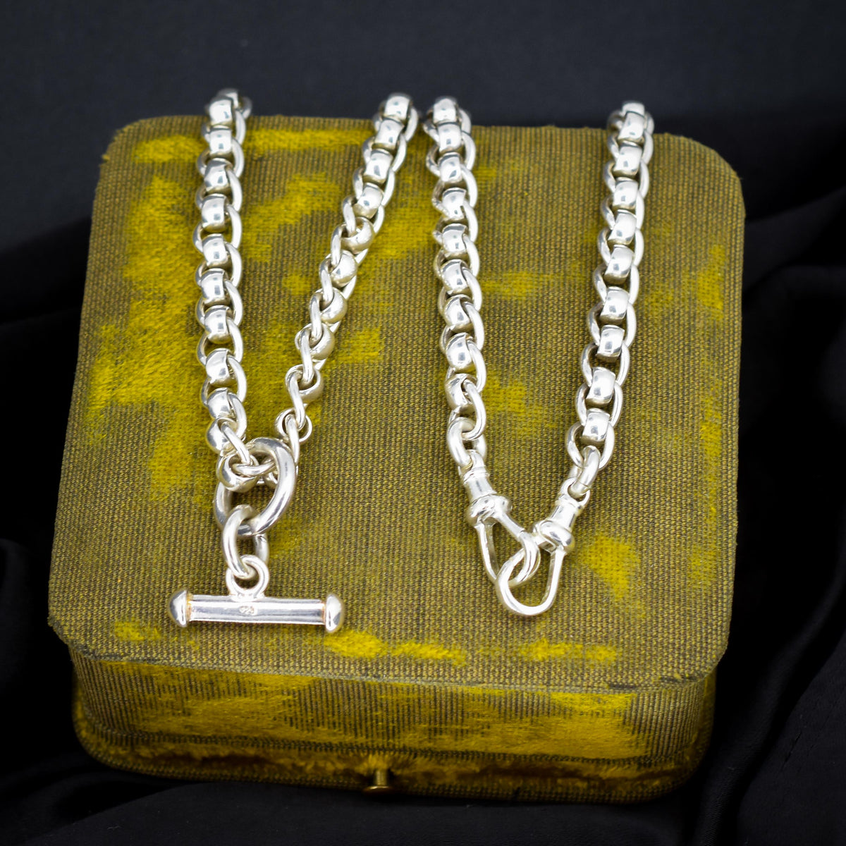 Vintage Sterling Silver Rollerball Albert Watch Chain Necklace | 17.5"