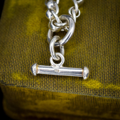 Vintage Sterling Silver Rollerball Albert Watch Chain Necklace | 17.5"