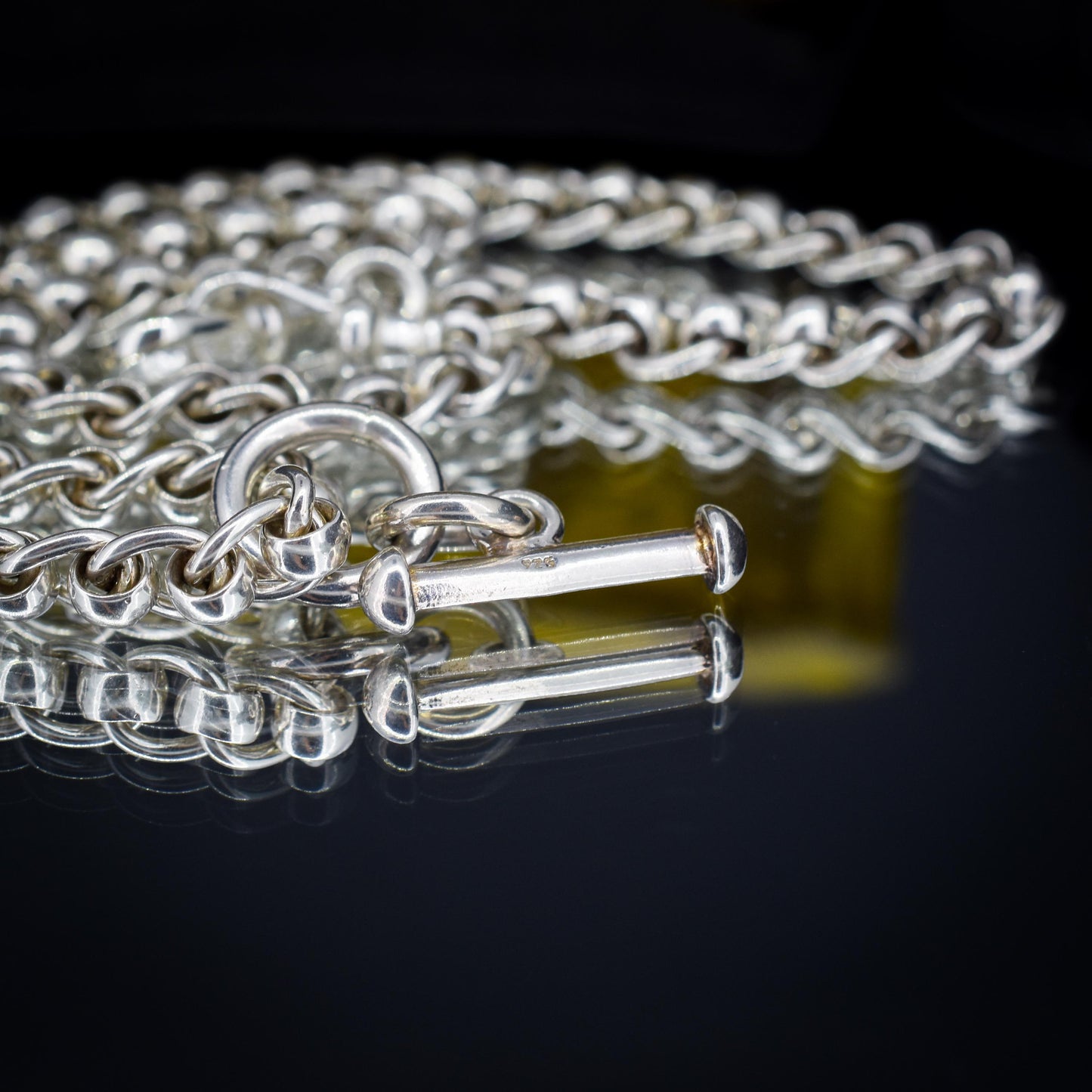 Vintage Sterling Silver Rollerball Albert Watch Chain Necklace | 17.5"