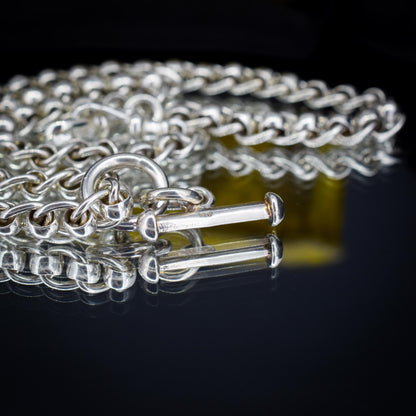Vintage Sterling Silver Rollerball Albert Watch Chain Necklace | 17.5"