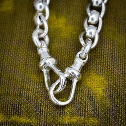 Vintage Sterling Silver Rollerball Albert Watch Chain Necklace | 17.5"
