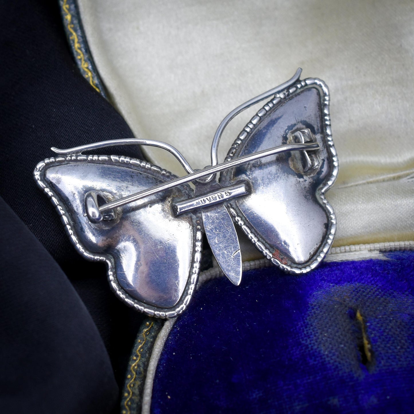 Antique Art Deco Sterling Silver Butterfly Wing Butterfly Brooch Pin