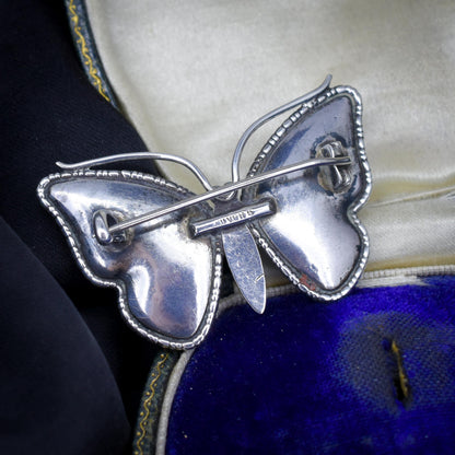 Antique Art Deco Sterling Silver Butterfly Wing Butterfly Brooch Pin
