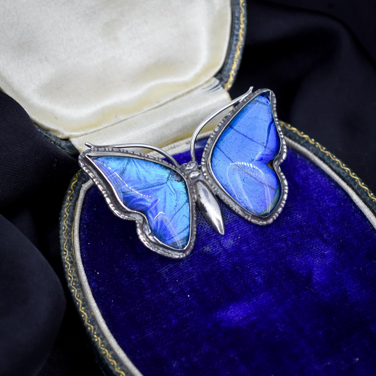 Antique Art Deco Sterling Silver Butterfly Wing Butterfly Brooch Pin