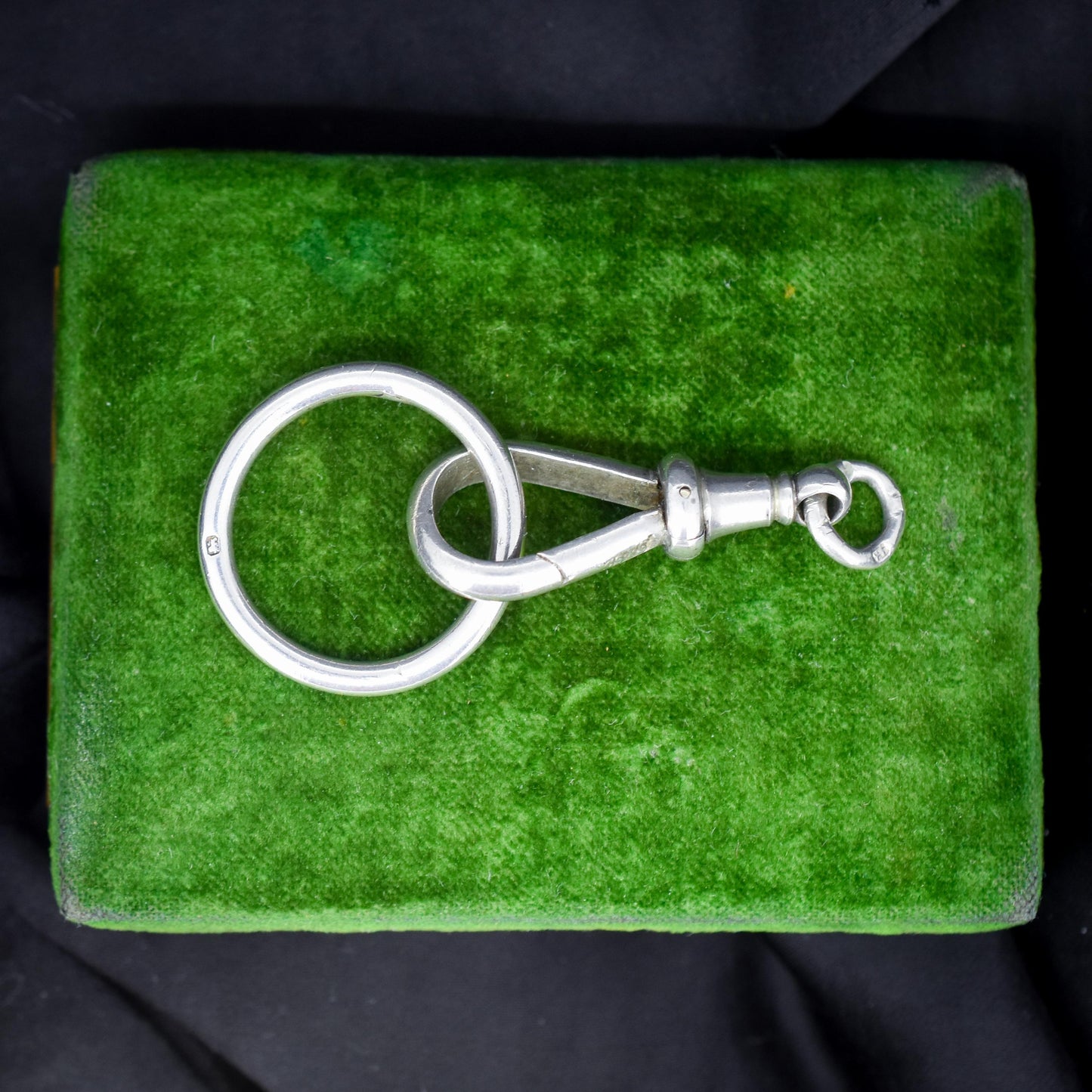 Antique '1896' Large Sterling Silver Dog Clip and Ring Extender