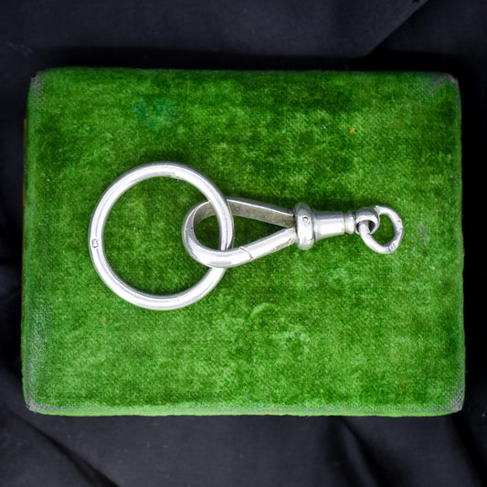 Antique '1896' Large Sterling Silver Dog Clip and Ring Extender
