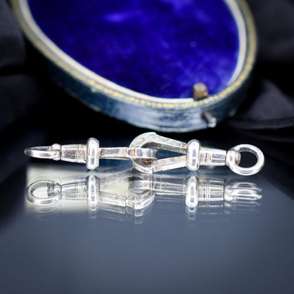Antique Matching Pair of Sterling Silver Engraved Dog Clips