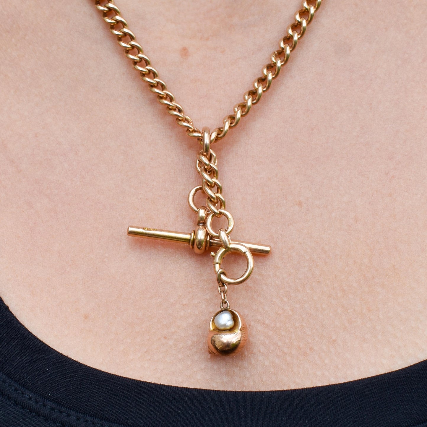 Antique 9ct Gold Pearl Shell Seashell Charm Pendant
