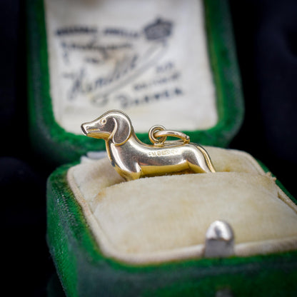 Vintage 9ct Gold Dachshund Dog Charm Pendant - Dated 1967