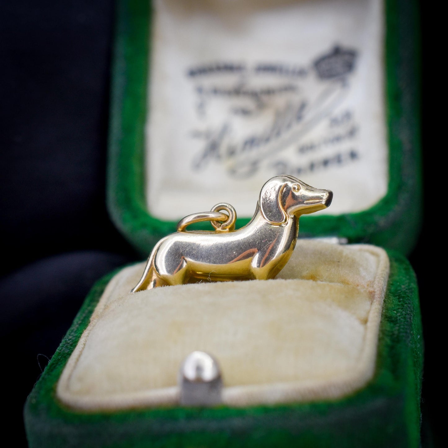 Vintage 9ct Gold Dachshund Dog Charm Pendant - Dated 1967