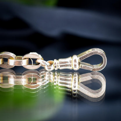 Antique 9ct Gold Oval Cable Link Dog Clip Bracelet | 8"