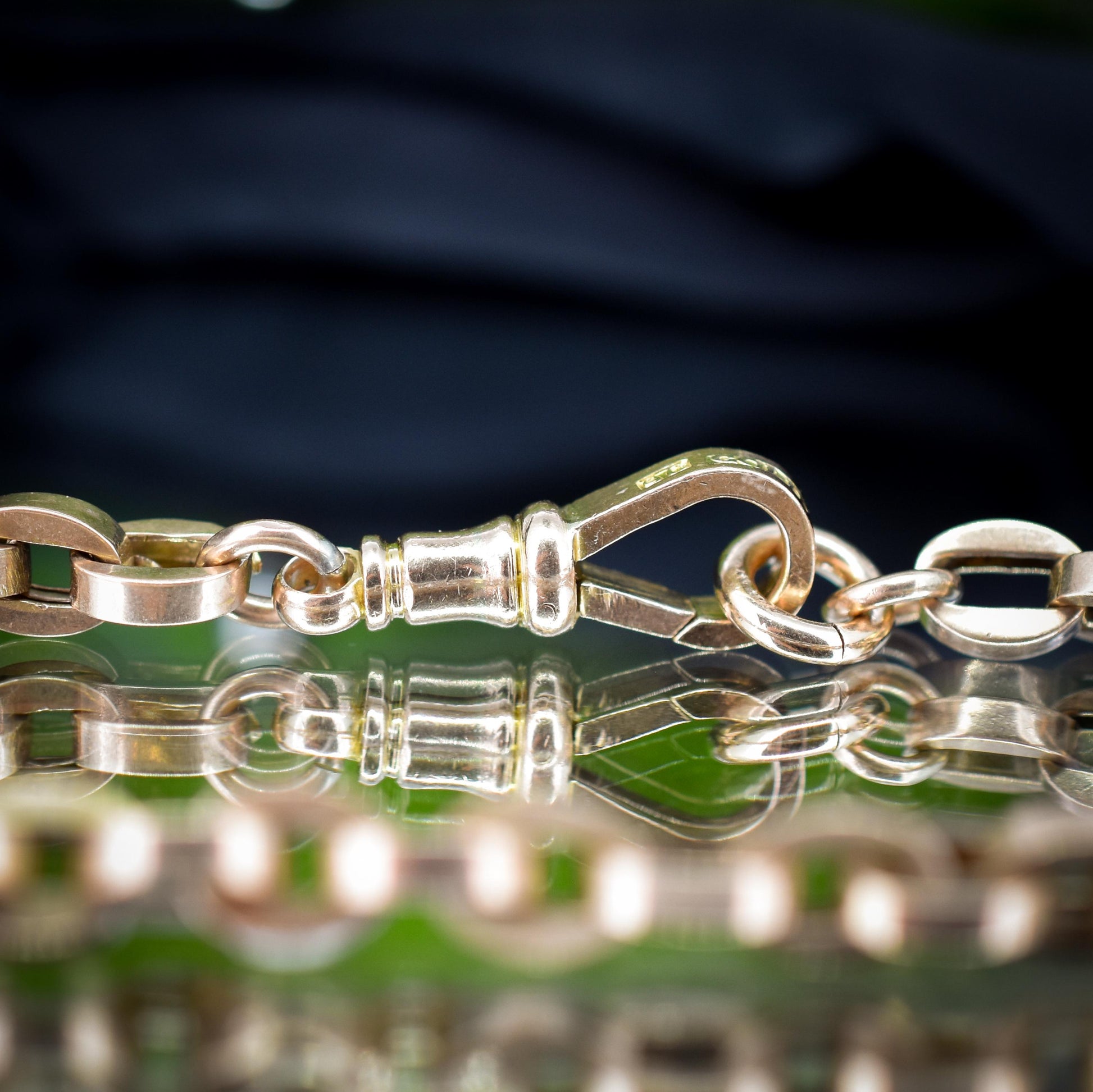 Antique 9ct Gold Oval Cable Link Dog Clip Bracelet | 8"